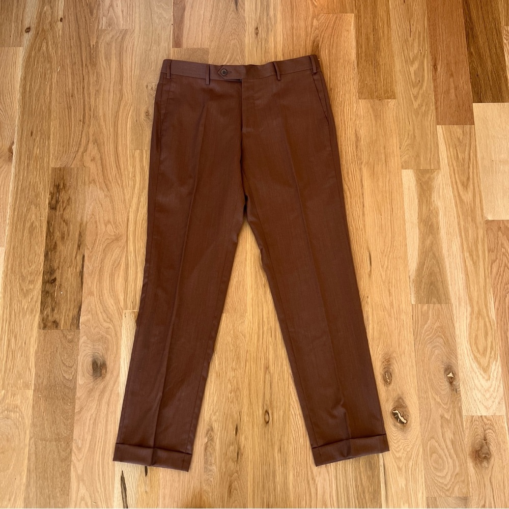 Zanella Flat Front Parker Style Brown Dress Pants- Men’s 33